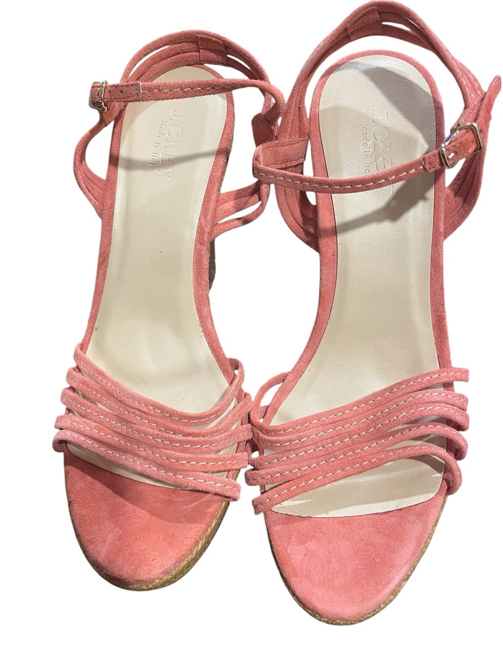 J. Crew Coral Suede Wedge Sandals Size 9